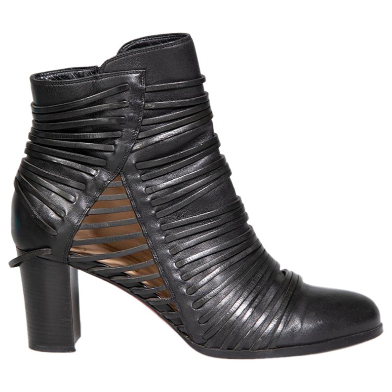 Christian Louboutin Black Strappy Ankle Boots Size IT 41 For Sale