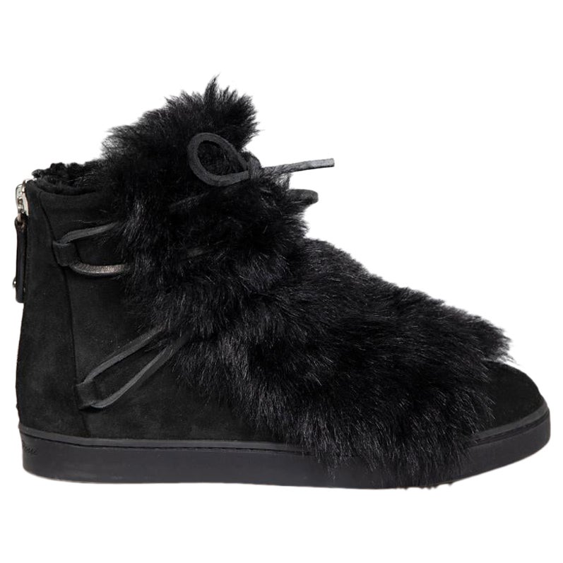 Gianvito Rossi Black Fur Winter Boots Size IT 36.5 For Sale