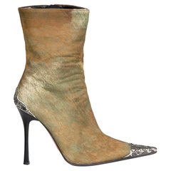 Gianmarco Lorenzi Green Ponyhair Cuban Boots Size IT 36.5