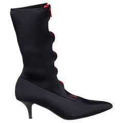 Marni Black Zip Detail Mid Calf Boots Size IT 38