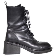 Ann Demeulemeester - Bottes de combat noires à talons moyens, taille IT 39,5