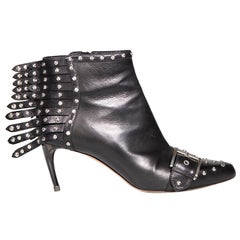 Alexander McQueen Black Leather Stud Ankle Boots Size IT 40