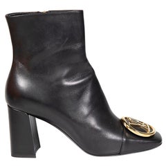 Louis Vuitton Botas de piel negra con puntera cuadrada Madeleine Talla IT 38.5