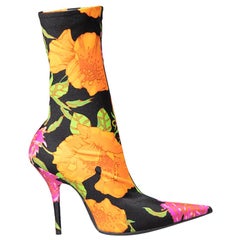 Balenciaga Black Floral Print Knife Sock Boots Size IT 39