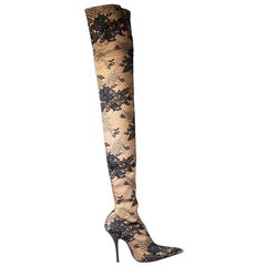 Balenciaga Beige Floral Lace Knife Boots Size IT 39