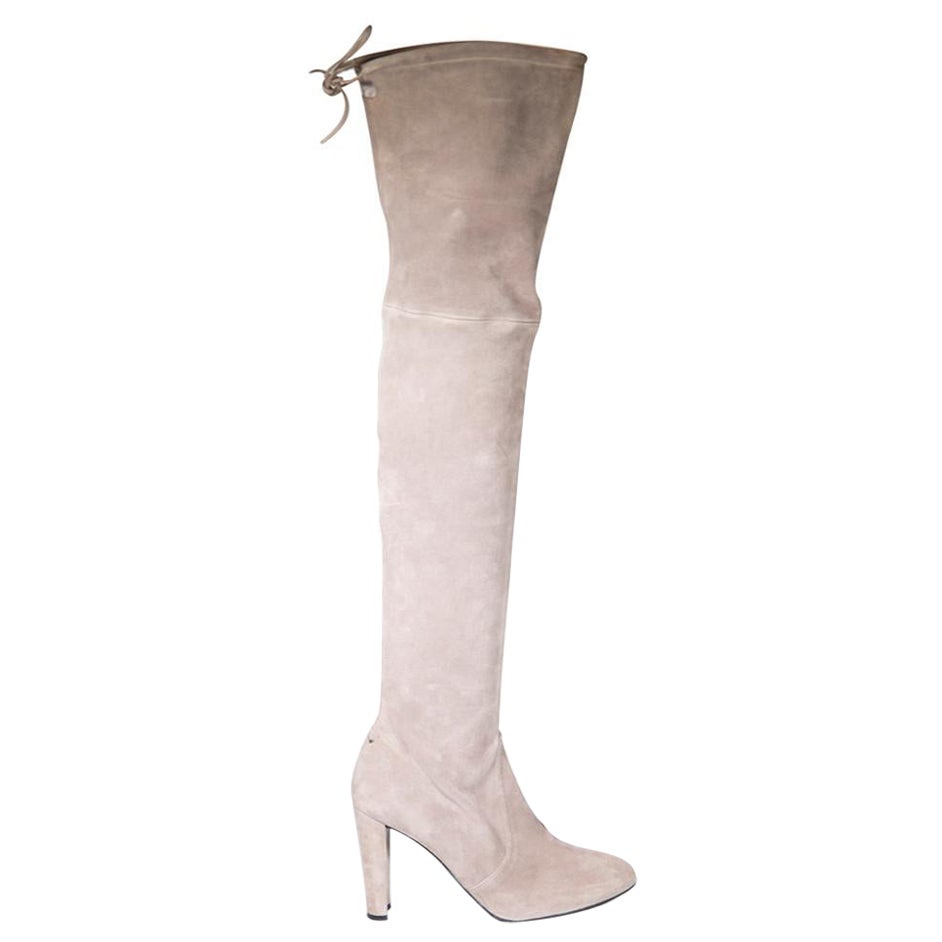 Stuart Weitzman Grey Suede Over The Knee Boots Size US 9 For Sale