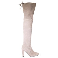 Used Stuart Weitzman Grey Suede Over The Knee Boots Size US 9