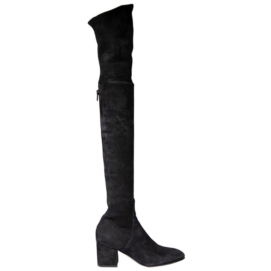 Valentino Black Suede Over-the-knee Boots Size IT 37 For Sale