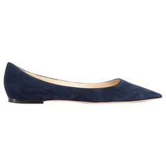 Jimmy Choo Navy Suede Pointed-Toe Flats Size IT 41.5