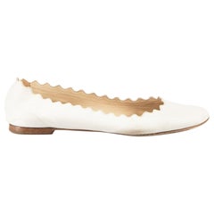 Chloé White Leather Scalloped Edge Ballet Flats Size IT 36