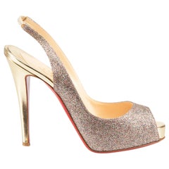 Christian Louboutin Glitter Slingback Platform Heels Size IT 37.5