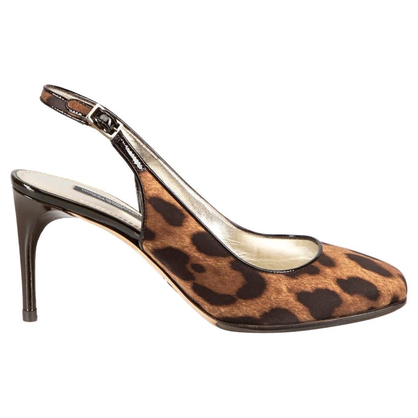 Dolce & Gabbana Brown Leopard Slingback Heels Size IT 36.5 For Sale