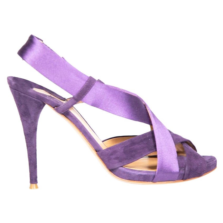 Chloé Purple Satin Cross Strap Heels Size IT 40 For Sale