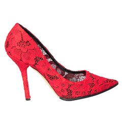 Dolce & Gabbana Red Lace Pointed Toe Heels Size IT 39