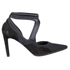 Balenciaga Black Mesh Fabric Pointed-Toe Heels Size IT 39