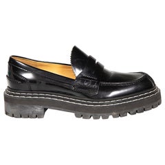 Used Proenza Schouler Black Leather Chunky Loafers Size IT 38.5