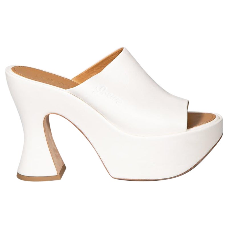 Loewe White Leather Platform Heeled Mules Size IT 39 For Sale