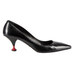 Prada Black Leather Point Toe Court Shoes Size IT 40.5