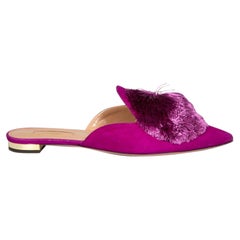 Aquazzura Mules plates en daim magenta poudré taille IT 37,5