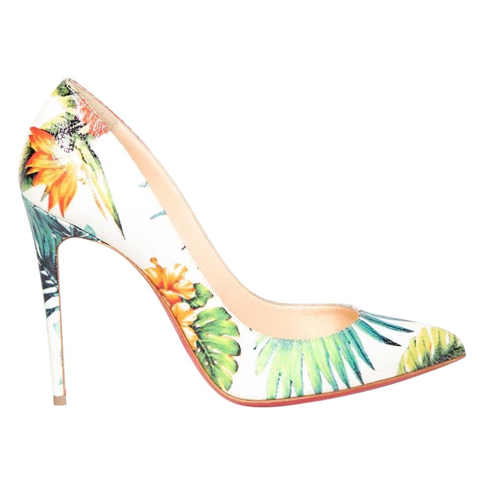 Christian Louboutin Hawaii Floral Print Pigalle Follies Pumps Size IT 37.5 For Sale