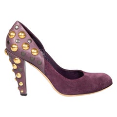 Used Gucci Purple Suede Studded Pumps Size IT 38.5