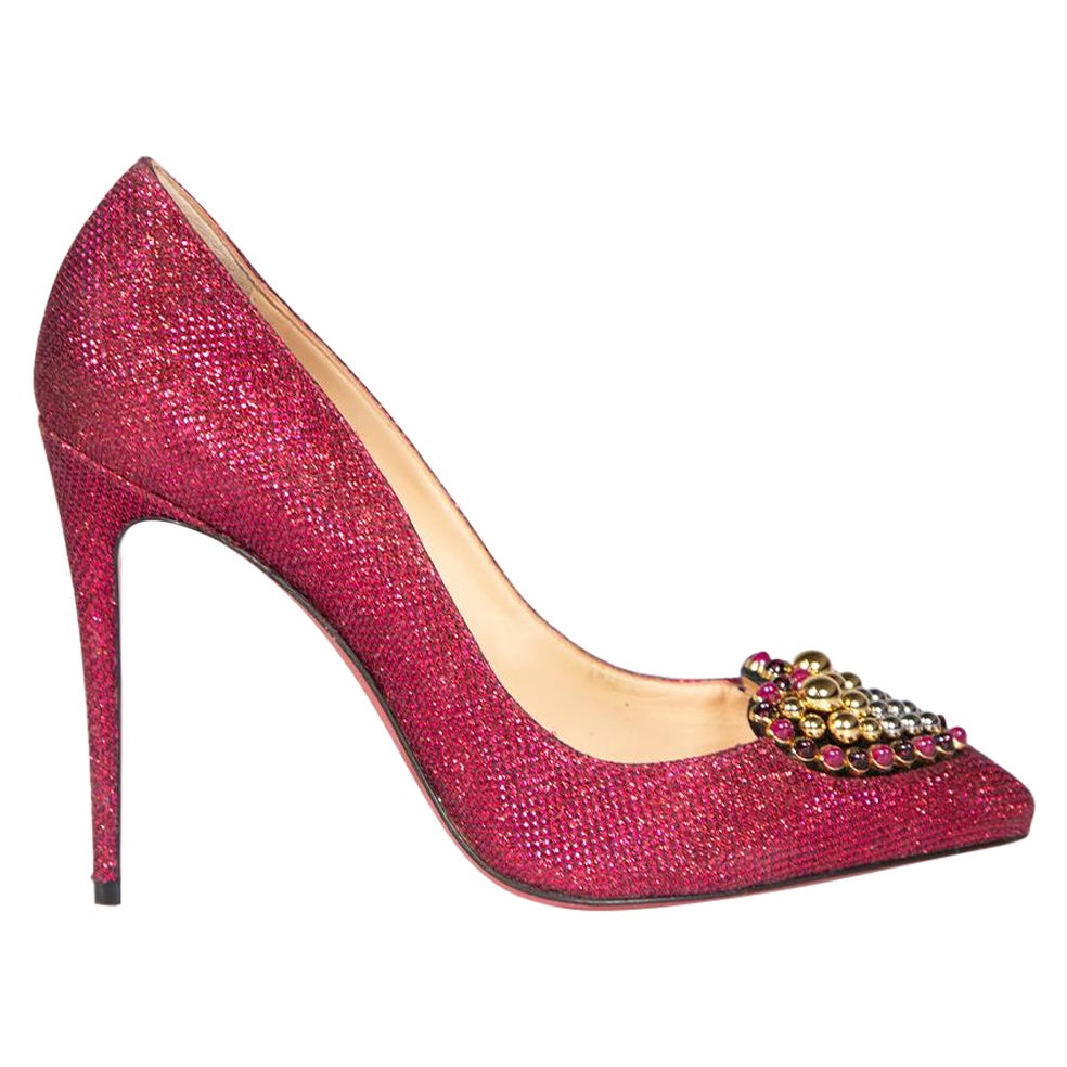 Christian Louboutin Pink Glitter Coralta Pumps Size IT 38