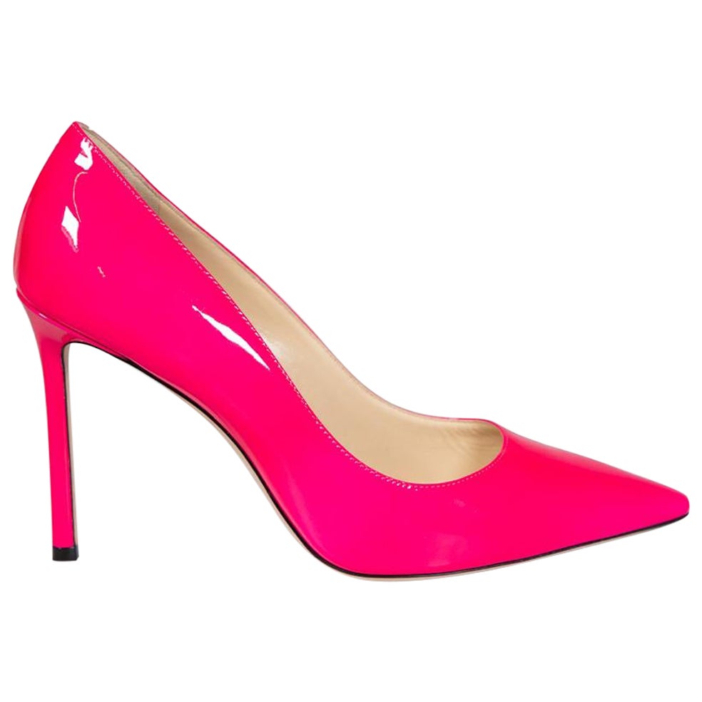 Jimmy Choo Hot Pink Patent Leather Pointed Pumps Size IT 39.5 For Sale