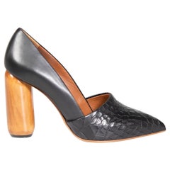 Mulberry Schwarze Mock Croc Pumps mit Holzabsatz und Absatz Größe IT 39