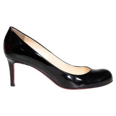 Used Christian Louboutin Black Patent Simple 70 Pumps Size IT 38
