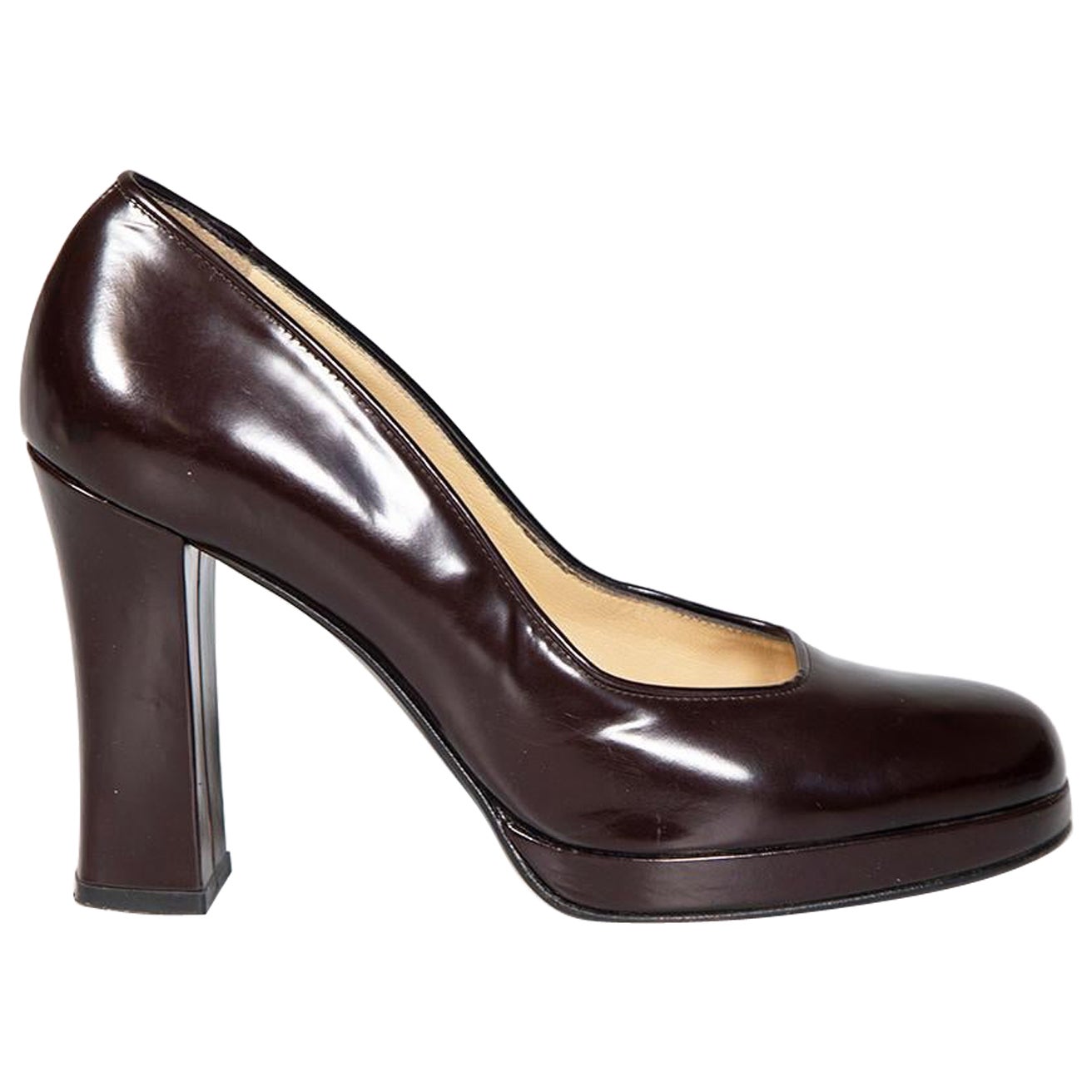 Dolce & Gabbana Brown Leather High Heeled Pumps Size IT 37 For Sale