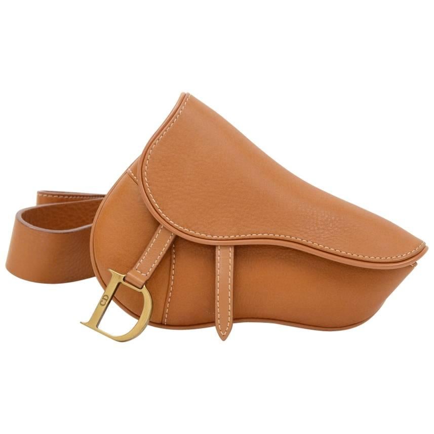 Christian Dior Brown Leather Saddle Pochette Waist Bag