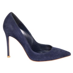 Gianvito Rossi Navy Suede Pointed-Toe Pumps Size IT 37