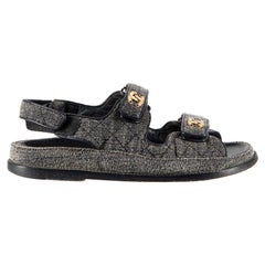 Used Chanel Navy Dad Denim Sandals Size IT 38
