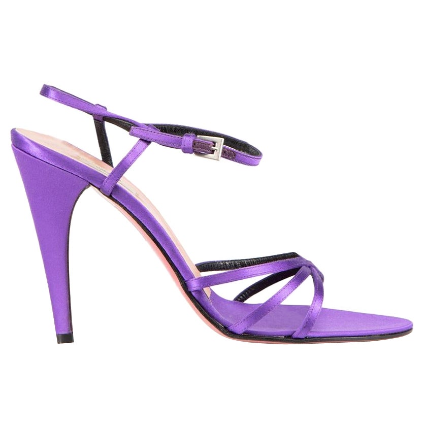Prada Purple Satin Strappy Sandals Size IT 38.5 For Sale