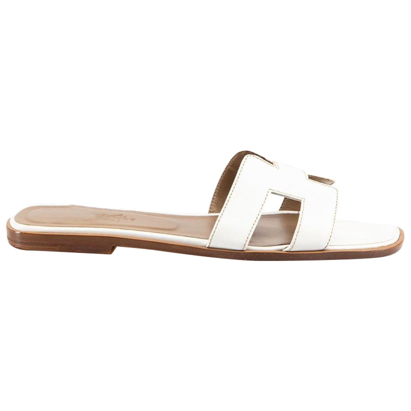 Hermès White Leather Oran Sandals Size IT 39.5