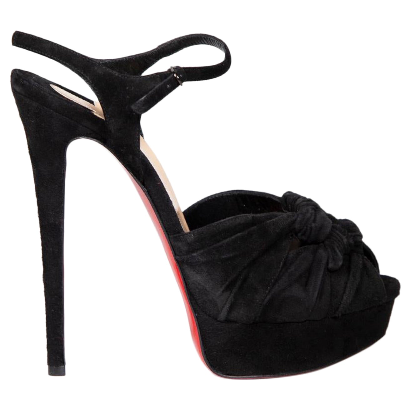 Christian Louboutin Black Suede Loescadiva Sandals Size IT 37 For Sale