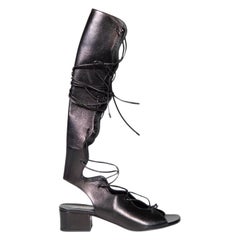 Saint Laurent Black Leather Gladiator Sandals Size IT 39