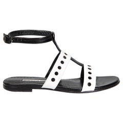 Manolo Blahnik Black & White Circle Detail Sandals Size IT 37