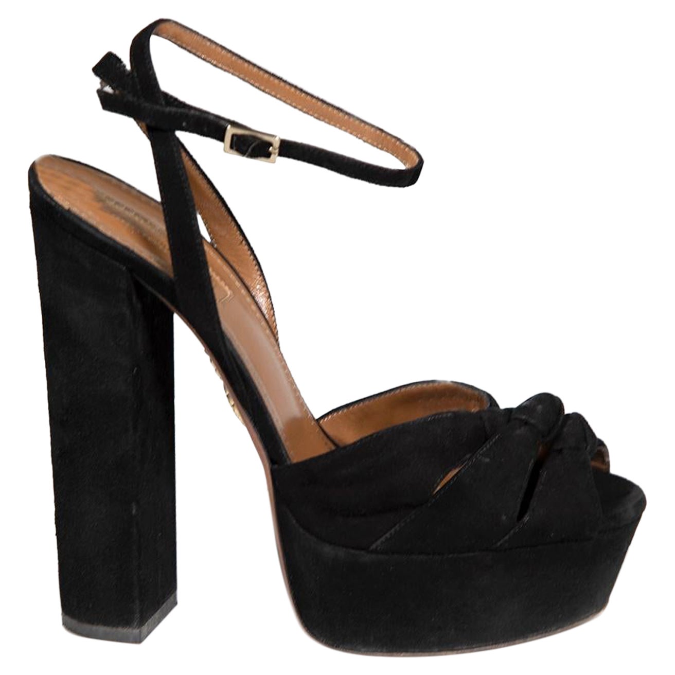 Aquazzura Black Suede Ankle Strap Sandals Size IT 36.5 For Sale