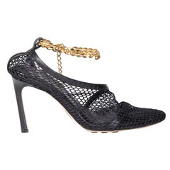 Bottega Veneta Black Net Chain Heeled Sandals Size IT 39