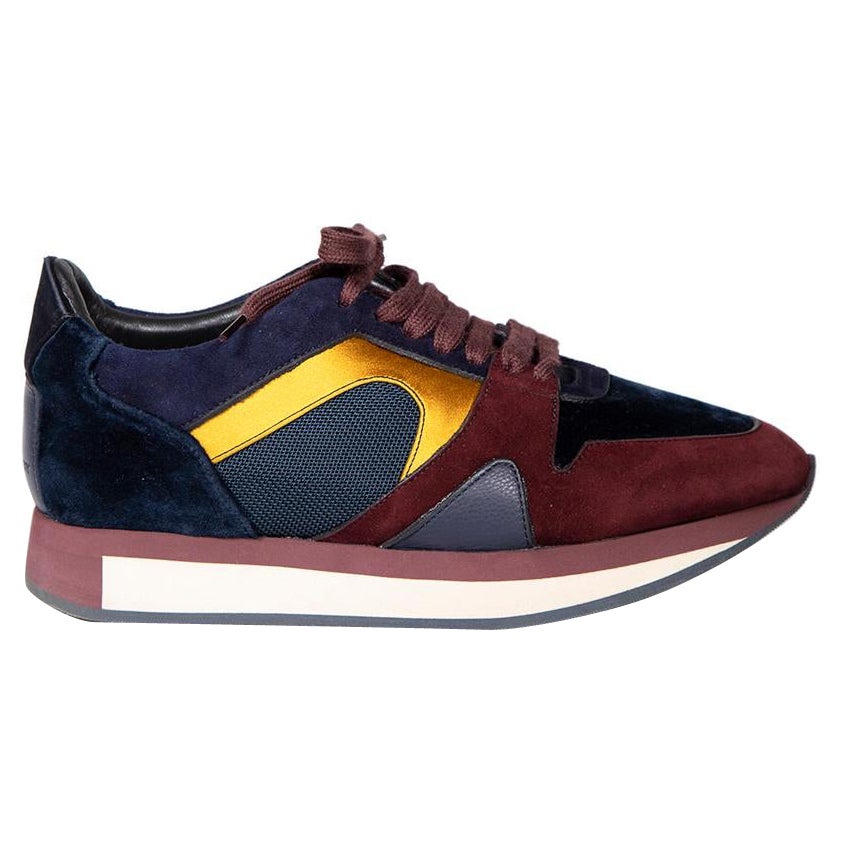Burberry Suede Panelled Lace-Up Trainers Size IT 37 For Sale
