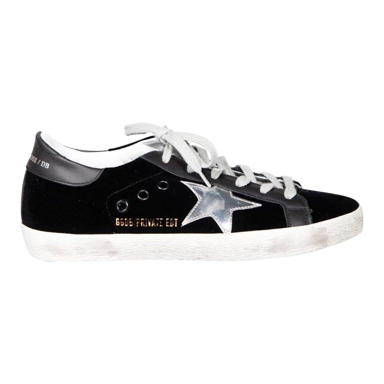 Golden Goose Black Velvet Superstar Lace-Up Trainers Size EU 37 For Sale