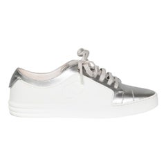 Chanel Silver & White Rubber CC Logo Trainers Size IT 39
