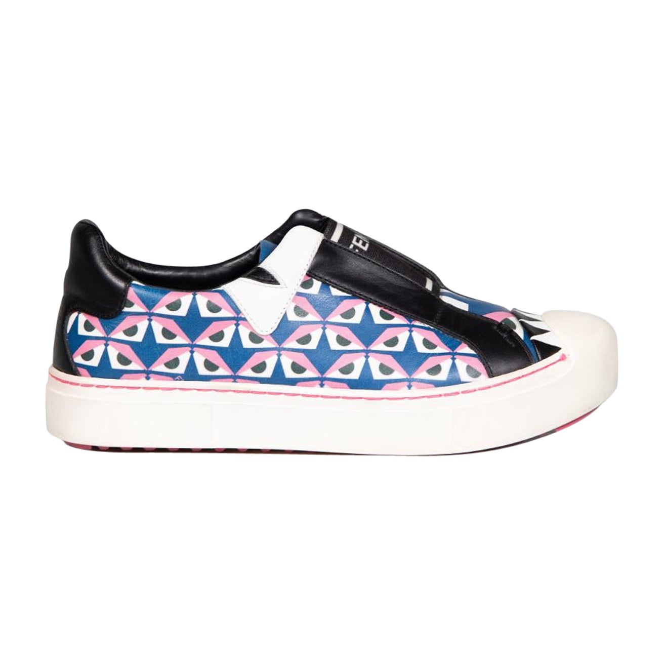 Fendi Bug Eye Print Leather Slip On Trainers Size IT 36 For Sale