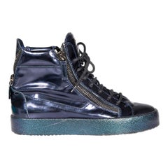 Used Giuseppe Zanotti Navy Patent High-Top Trainers Size IT 41