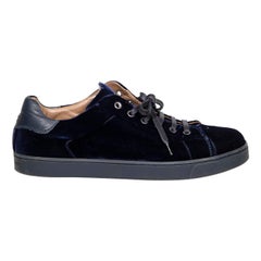Gianvito Rossi Navy Velvet Lace Up Trainers Size IT 39
