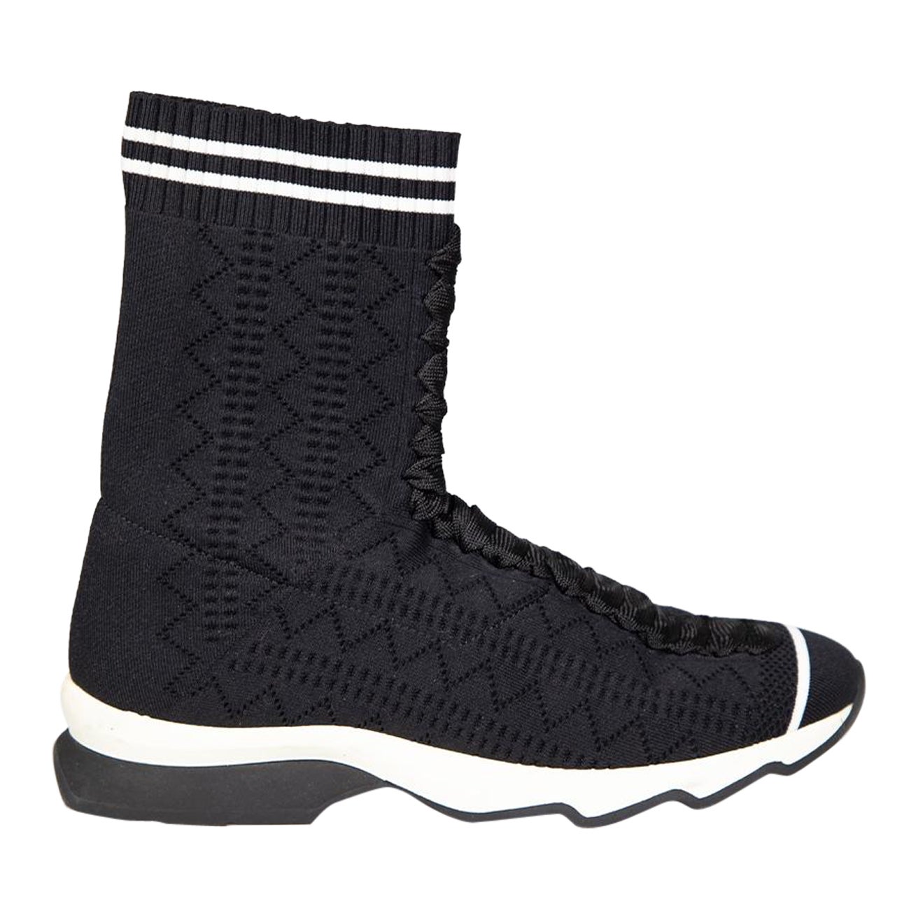 Fendi Black Knit Accents Sock Trainers Size IT 38 For Sale