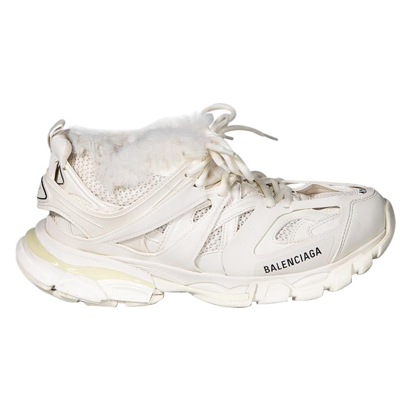 Balenciaga White Faux Fur Lined Track Trainers Size IT 41 For Sale
