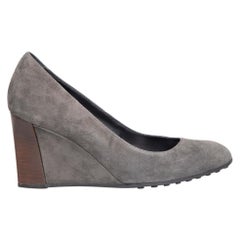 Tod's Grey Suede Wedge Pumps Size IT 35.5