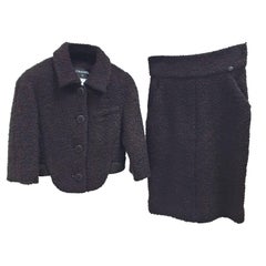 Used Chanel Black Broun Bouckle Jacket Skirt Suit Set